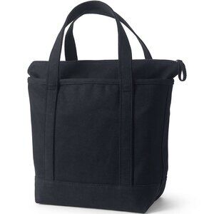 Lands' End Medium Solid Color 5 Pocket Zip Top Canvas Tote Bag